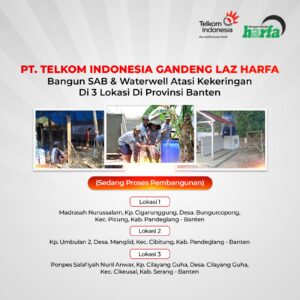 PT. Telkom Indonesia Gandeng LAZ Harfa Bangun SAB & Waterwell Atasi Kekeringan di 3 Lokasi di Provinsi Banten.